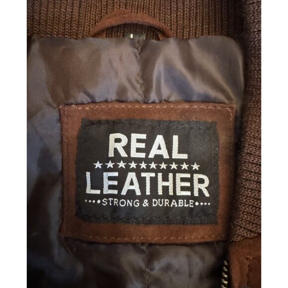 Vintage Suede Leather Rich Brown Bomber Jacket Men's L Coat - Picture 2 of 16